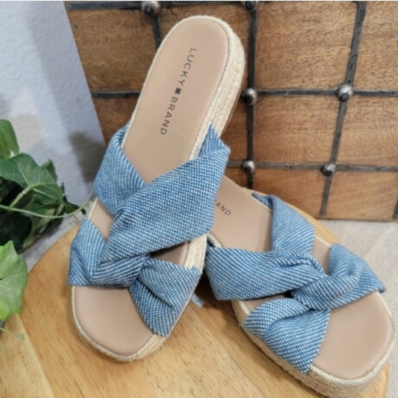 Lucky Brand Women's Grenly Twist Espadrilles Platform Slides Sandals size 7 - Picture 7 of 8